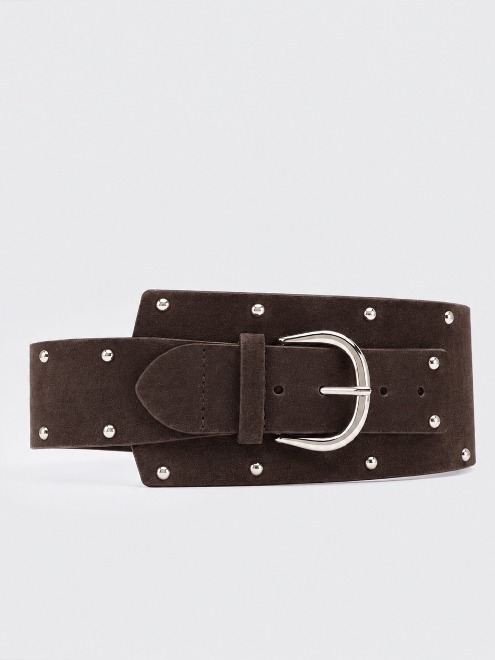 Zara Studded Wide Waist Belt NWT Brown